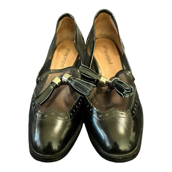 Jeffery Campbell | Patent Leather and Mesh Tassel Closed Toe Oxford Loafer | 6.5 - Picture 5 of 10